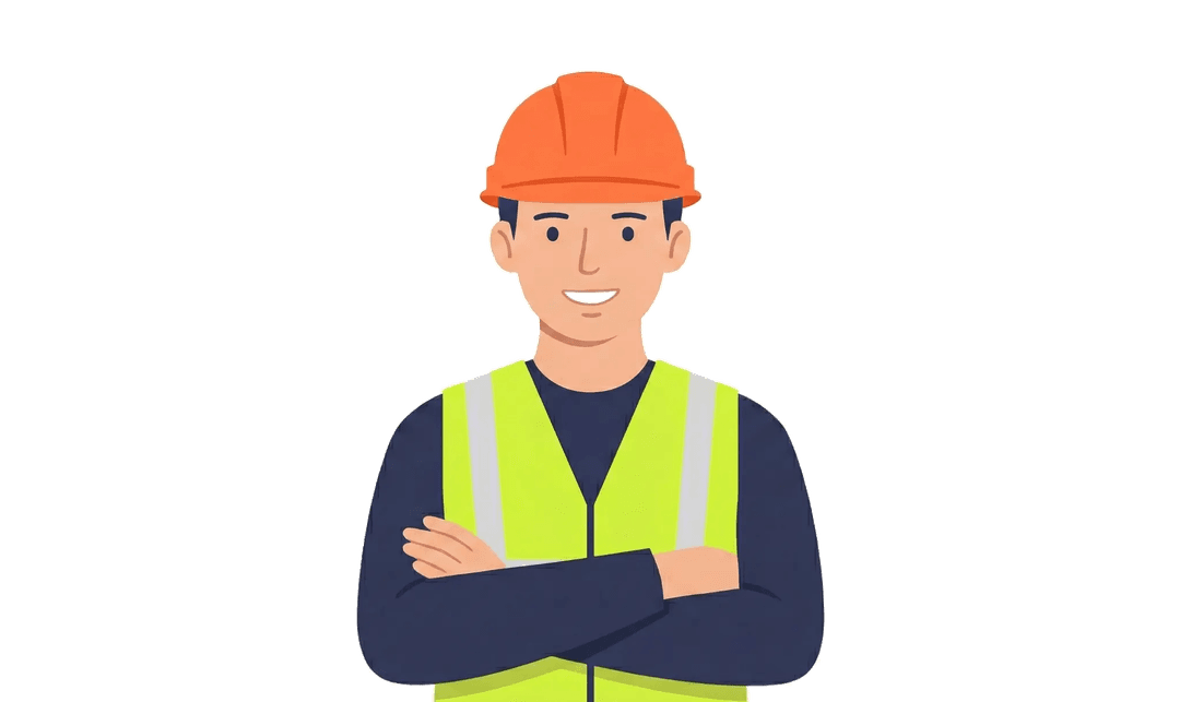 안전모를 쓴 듬직한 철거 전문가가 투명하고 안전한 시공을 책임지는 모습