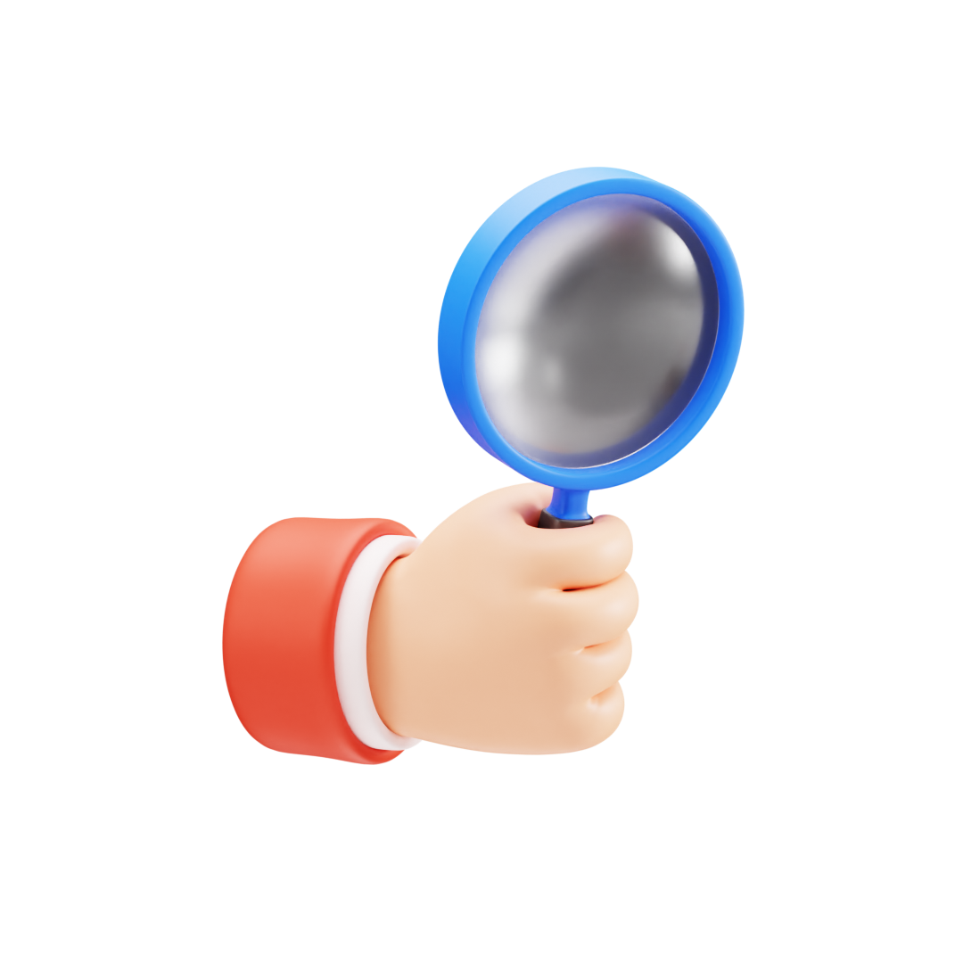 돋보기를 든 손으로 여러 철거 업체의 견적을 꼼꼼하게 비교하고 탐색하는 모습