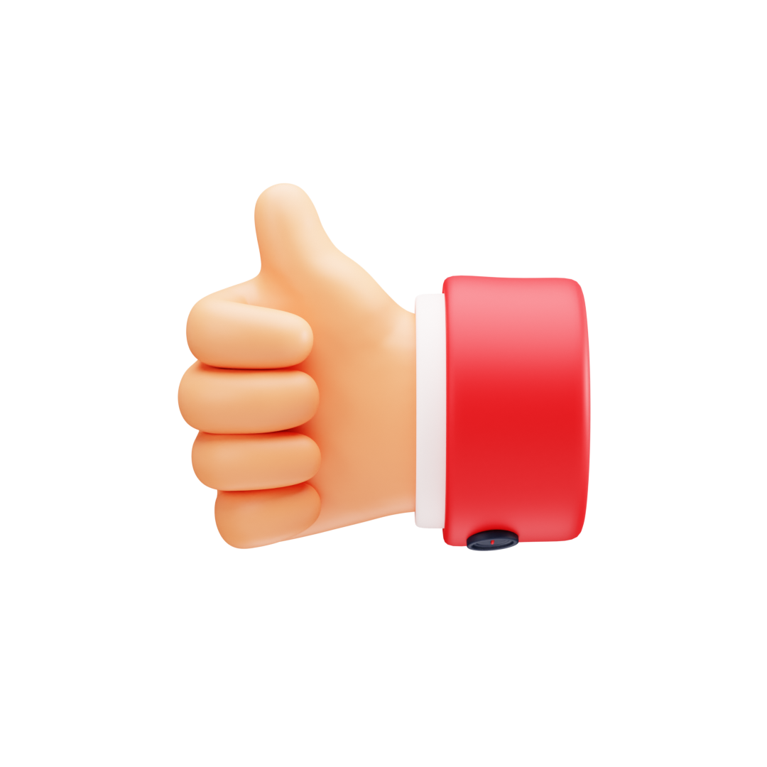 고객 만족도 조사에서 높은 평가를 받은 엄격한 파트너 업체임을 나타내는 좋아요 아이콘