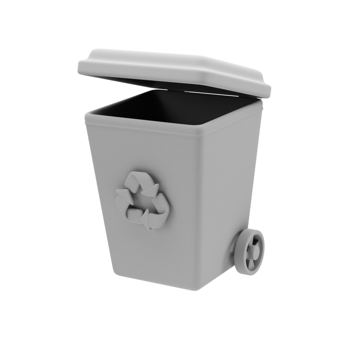 고무줄처럼 양이 부풀려질 수 있는 폐기물 처리비용을 상징하는 쓰레기통 이미지